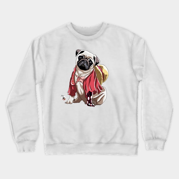 Monkey d pug Crewneck Sweatshirt by AniPug